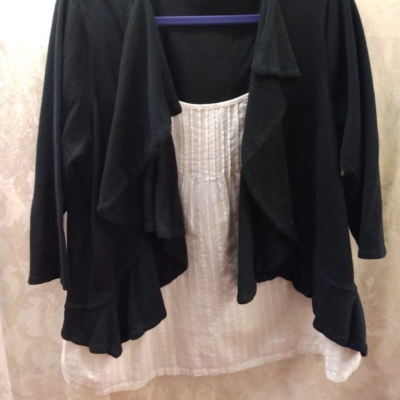 Size 2x Sharagano Studio women's black and white faux sweater with three quarter - Picture 8 of 8